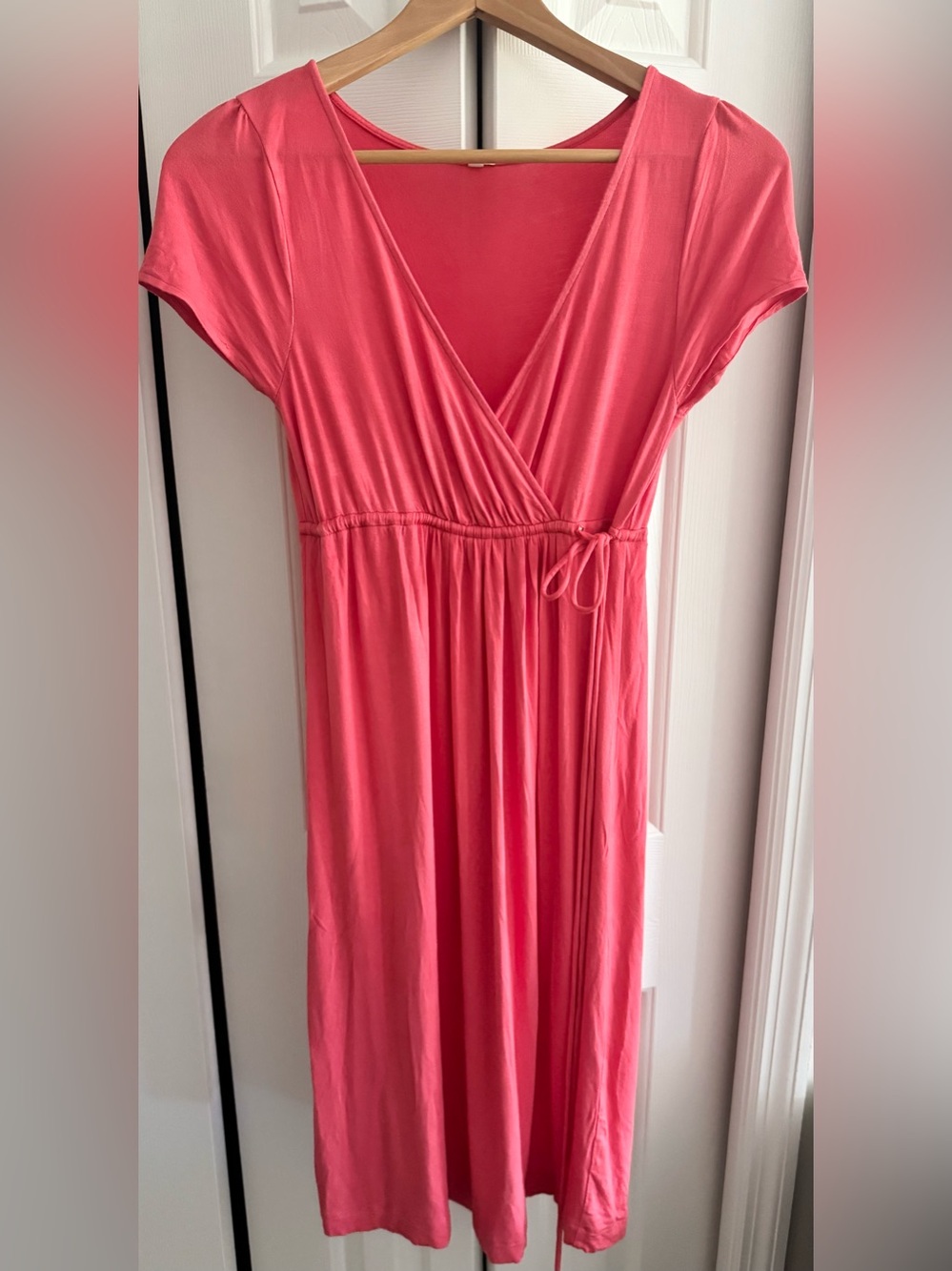 J Crew Empire/Tie Waist Midi Dress, Coral, Women’s Size Small